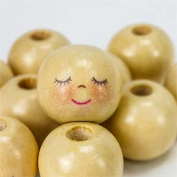 Fa gyöngy natúr mosolygós alvó arccal 20mm 10db/csom