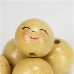 Fa gyöngy natúr mosolygós arccal 20mm 10db/csom