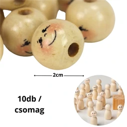 Fa gyöngy natúr mosolygós arccal lányos 20mm 10db/csom