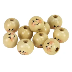 Fa gyöngy natúr mosolygós arccal lányos 20mm 10db/csom