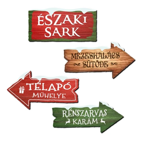 Fa tábla Északi Sark útjelzők 4db/csomag