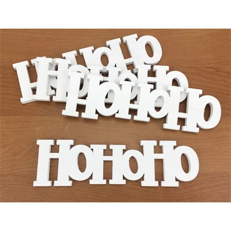Fa tábla HOHOHO felirattal 4db/csomag 15cm fehér