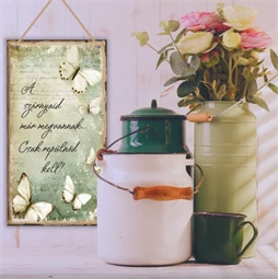 Fa tábla nyomtatott 5mm vastag 13x24,3cm Tavaszi zöld téma