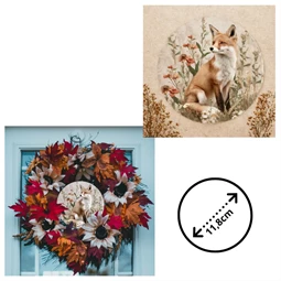 Fa tábla nyomtatott, Erdei állatok, kerek 11,8cm