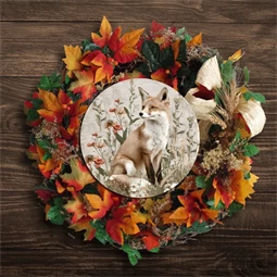 Fa tábla nyomtatott, Erdei állatok, kerek 11,8cm