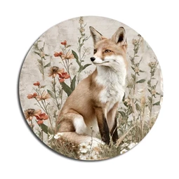 Fa tábla nyomtatott, Erdei állatok, kerek 11,8cm