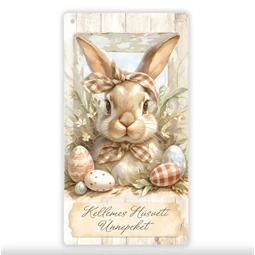 Fa tábla nyomtatott, Húsvéti pasztell téma, 13x24,3cm