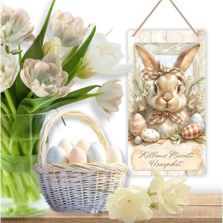 Fa tábla nyomtatott, Húsvéti pasztell téma, 13x24,3cm