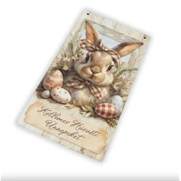 Fa tábla nyomtatott, Húsvéti pasztell téma, 13x24,3cm