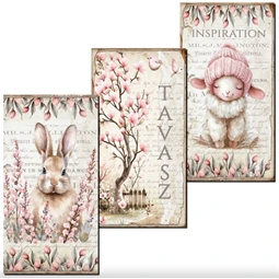 Fa tábla nyomtatott, Húsvéti rózsaszín téma 3db/csomag