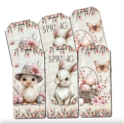 Fa tábla nyomtatott, Húsvéti rózsaszín téma 6db/csomag