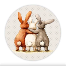 Fa tábla nyomtatott, Nyuszi barátok, kerek 14,8cm