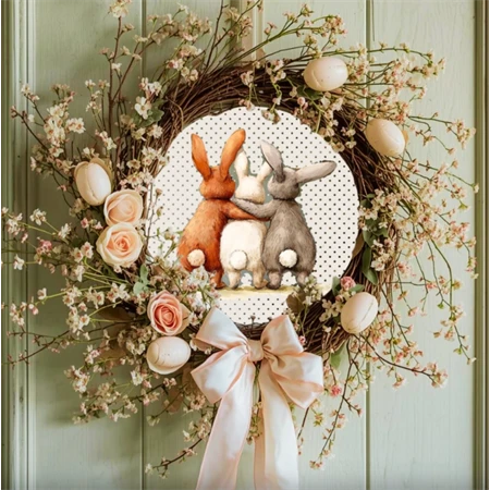 Fa tábla nyomtatott, Nyuszi barátok, kerek 14,8cm