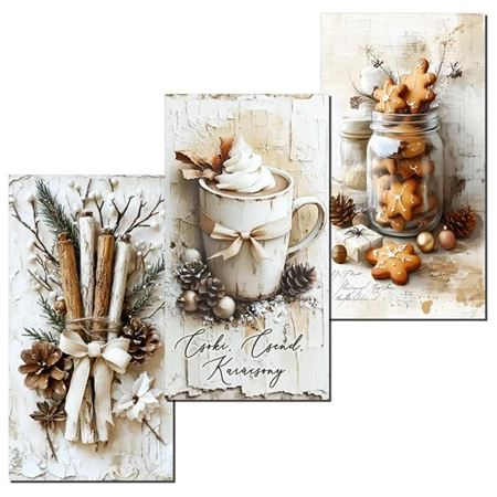 Fa tábla nyomtatott, Őszi, Vintage fehér téma 3db/csomag