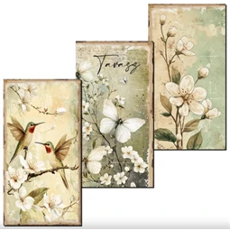 Fa tábla nyomtatott, Tavaszi zöld téma 3db/csomag