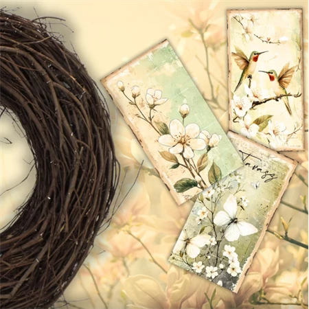 Fa tábla nyomtatott, Tavaszi zöld téma 3db/csomag