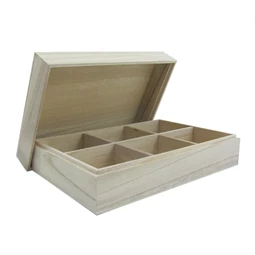 Fa teafilter tartó 6 rekeszes teli tetővel 24 x 16 x 7,5 cm