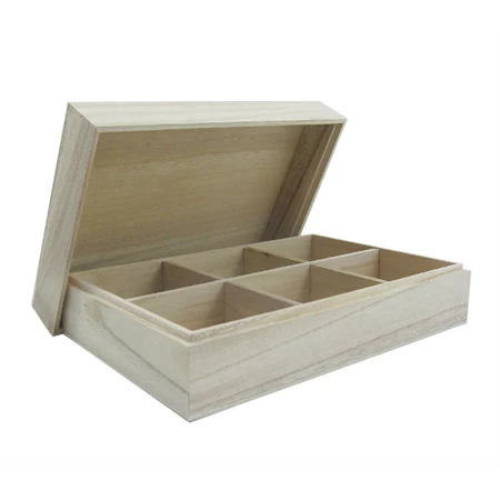 Fa teafilter tartó 6 rekeszes teli tetővel 24 x 16 x 7,5 cm