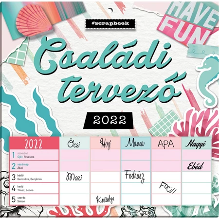 Falinaptár 2026 kéthetes tervező mágneses Anyu tervezője Scrapbook Style jegyzetömbbel