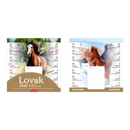Falinaptár 2026 TOPTIMER T090 220x220mm Lovak, mágneses kétheti