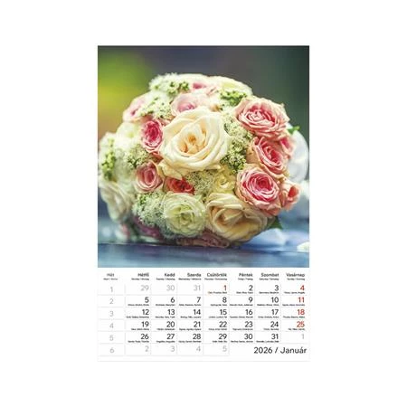 Falinaptár 2026 TOPTIMER T094 220x330mm álló Virágcsokrok