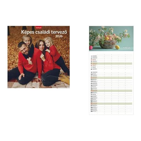 Falinaptár 2026 TOPTIMER T098 290x580mm álló Képes családi tervező