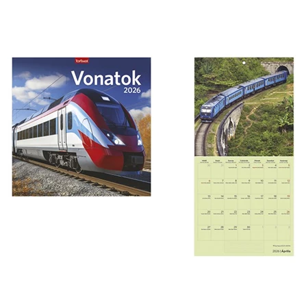 Falinaptár 2026 TOPTIMER T098 290x580mm álló Vonatok