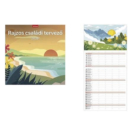 Falinaptár 2026 TOPTIMER T098 290x580mm álló Rajzos családi tervező