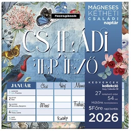 Falinaptár 2026 kéthetes tervező mágneses Családi tervező Scrapbook style
