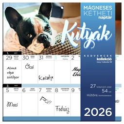 Falinaptár 2026 kéthetes tervező mágneses Kutyák