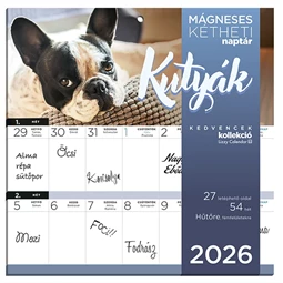 Falinaptár 2026 kéthetes tervező mágneses Kutyák