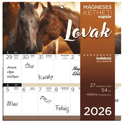Falinaptár 2026 kéthetes tervező mágneses Lovak