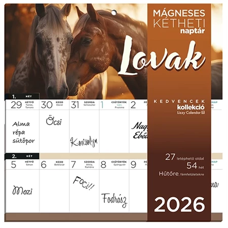 Falinaptár 2026 kéthetes tervező mágneses Lovak