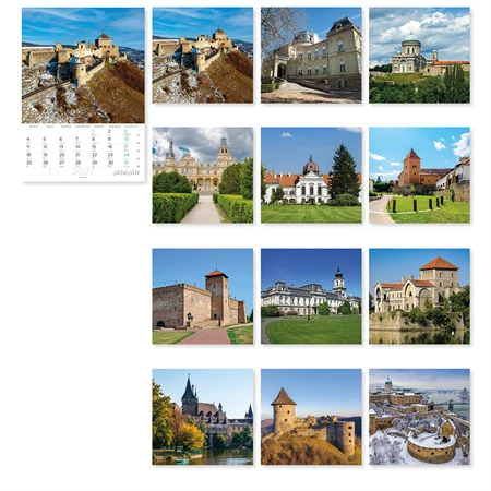 Falinaptár 2027 B/4 LIZZYCALENDAR spirál, Magyar várak és kastélyok