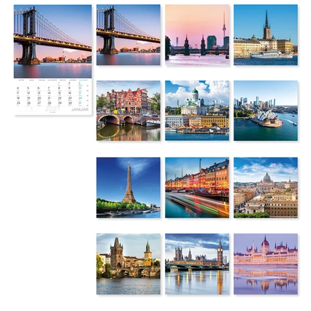 Falinaptár 2027 B/4 LIZZYCALENDAR spirál, Világvárosok