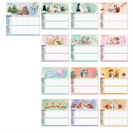 Falinaptár 2027 LIZZYCALENDAR kéthetes tervező mágneses Családi tervező Scrapbook style