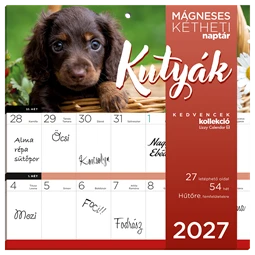Falinaptár 2027 LIZZYCALENDAR kéthetes tervező mágneses Kutyák