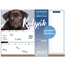 Falinaptár 2027 LIZZYCALENDAR kéthetes tervező mágneses Kutyák, jegyzettömbbel