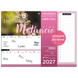 Falinaptár 2027 LIZZYCALENDAR kéthetes tervező mágneses Motiváció, jegyzettömbbel