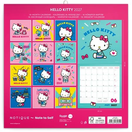 Falinaptár 2027 REAL lemez 300 x 600mm Hello Kitty