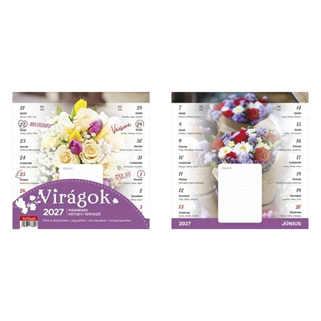 Falinaptár 2027 TOPTIMER T090 kéthetes tervező 220x220mm mágneses Virágok