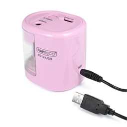 Hegyező elemes RAPESCO PS12-USB 2 lyukú, USB töltővel, rózsaszín