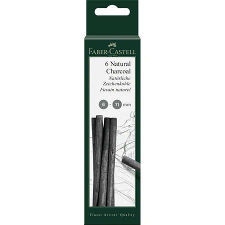 Faszén Faber-Castell 6db-os készlet, natúr 6-11mm Pitt Natural Charcoal