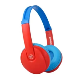 Fejhallgató, gyerek méret, vezeték nélküli, Bluetooth, mikrofonnal, MAXELL HP-BT350, kék-piros