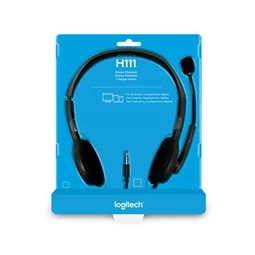 Fejhallgató, mikrofonnal vezetékes, LOGITECH H111, fekete