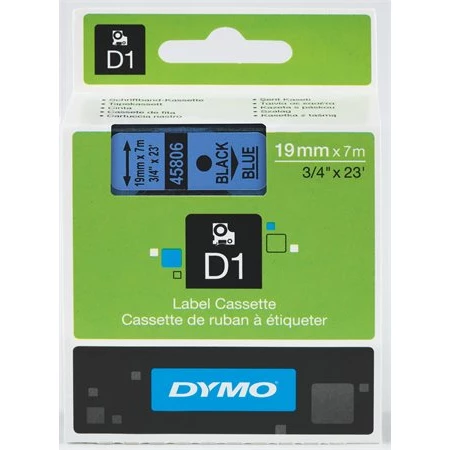 Feliratozógép szalag, DYMO D1 19 mm x 7 m, kék-fekete