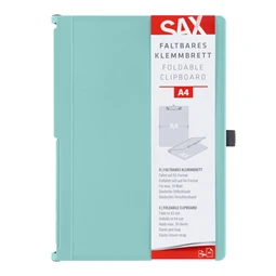 Felírótábla A/4-A/5 SAX mentazöld A5 méretre csukható és A4 méretre nyitható, tolltartó, rugalmas rögzítőpánttal
