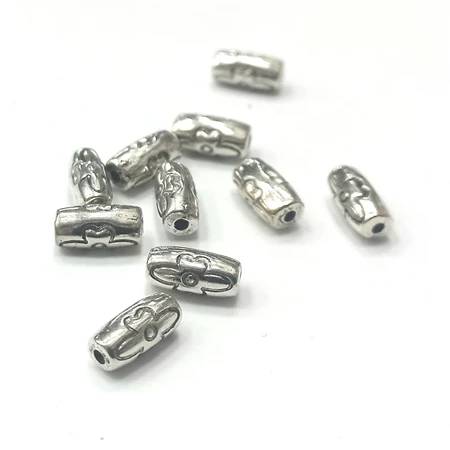 Fém köztes gyöngy hosszúkás 10mm ezüst 10db/csomag
