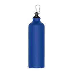 Fém palack, 800 ml-es, karabinerrel, alumínium BPA mentes, kék 7,3 x 24,5 cm