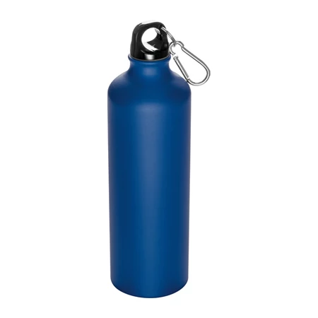 Fém palack, 800 ml-es, karabinerrel, alumínium BPA mentes, kék 7,3 x 24,5 cm